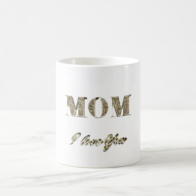 Mug Maman Je t'aime Gold Sparkles Typographie (Centre)