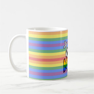 Mug Maman lesbienne du football (avec l'arc-en-ciel)