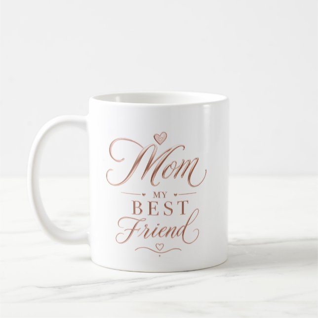 Mug Maman Ma Meilleure Amie Typographie Rose Doré Élég (Gauche)