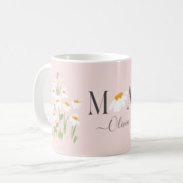 Mug Maman marguerite baby shower floral nouveau bébé r (Devant gauche)