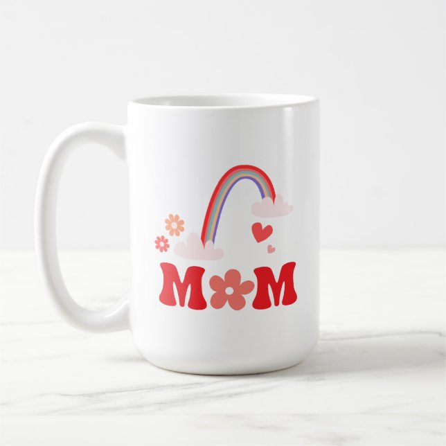 Mug Maman Mignon Arc-en-ciel Et Fleurs (Gauche)