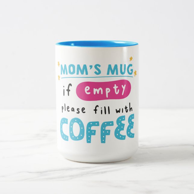 Mug Maman Mignon avec Message de Recharge de Café (Centre)