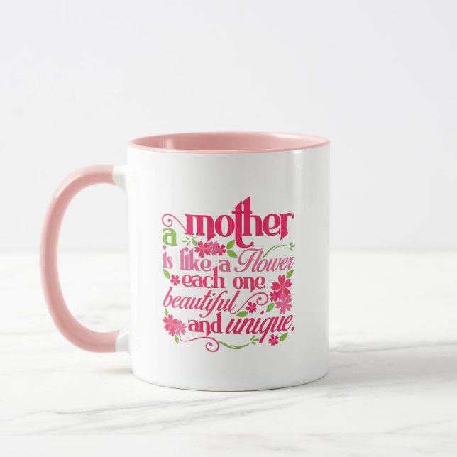 Mug Maman mignonne art floral de mots  (Gauche)