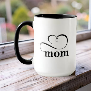 Mug Maman Minimaliste Calligraphie Cœur Personnalisé
