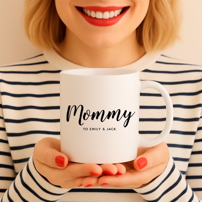Mug Maman | Modern Mom Kids Noms de la fête des mères (Créateur téléchargé)