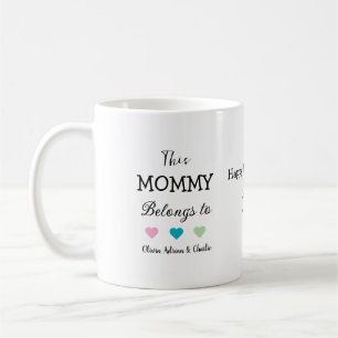 Mug Maman moderne Noms des enfants de mignons Coeurs C