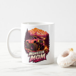 Mug Maman monstre camion monstre à flammes roses Tout-