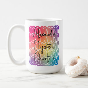 Mug Maman Motif moderne Colorful Maman Noms des enfant