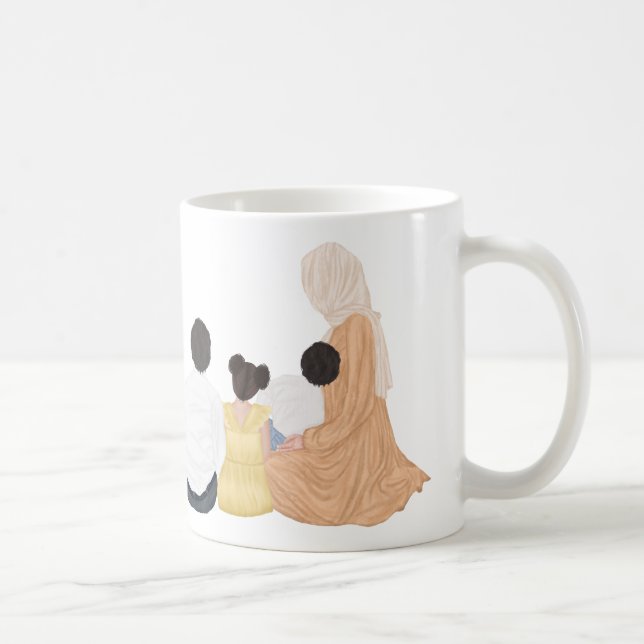 Mug Maman musulmane avec 2 fils et 1 fille Personnalis (Droite)