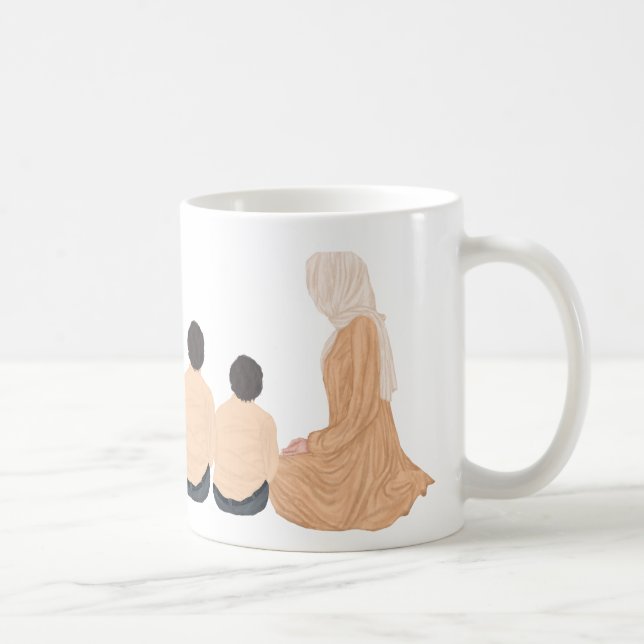 Mug Maman musulmane avec 2 fils Personnalisé (Droite)