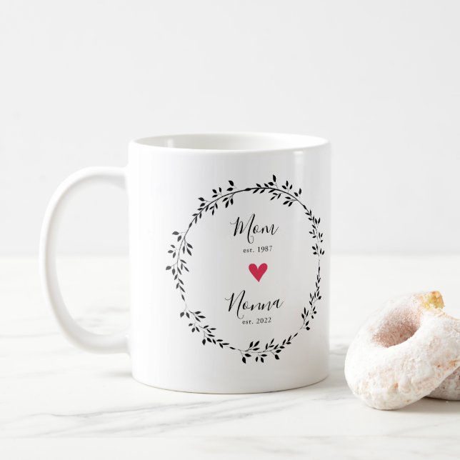 Mug Maman | Nonna Année de création. Cœur (Avec donut)
