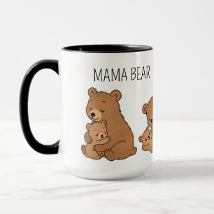 Mug Maman ours dessinée à la main et bébé ours Café pe