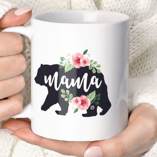 Mug Maman Ours Élégant Rustique Floral Fleurs Maman