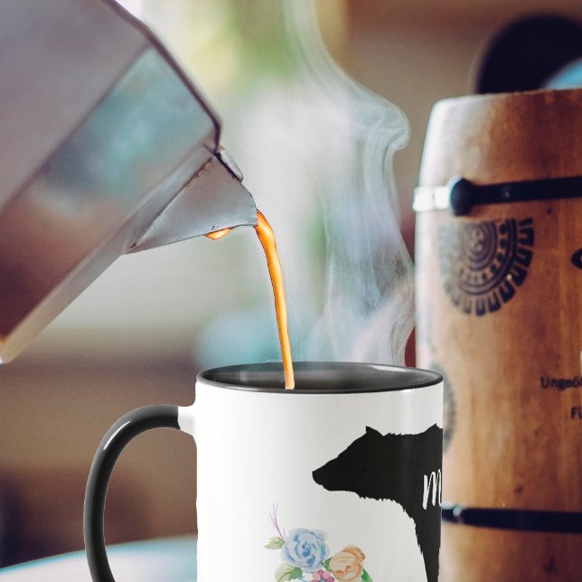 Mug Maman Ourse avec Fleurs et Nom (Créateur téléchargé)