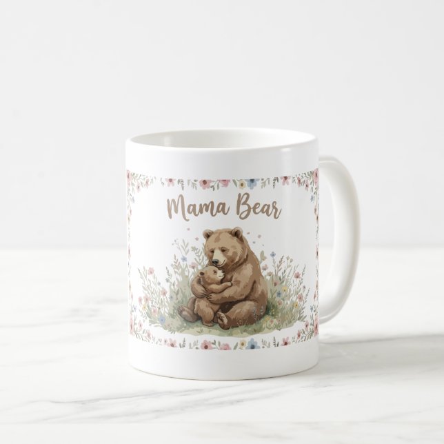 Mug Maman Ourse et Ourson Fleur Aquarelle  (Devant droit)