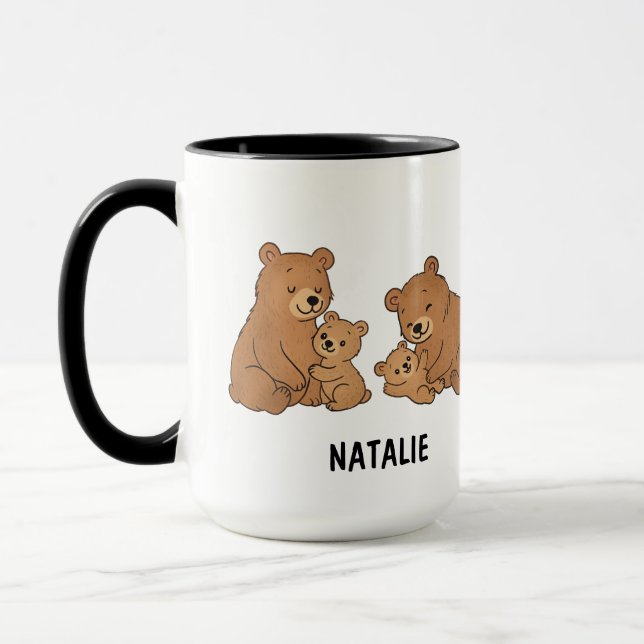 Mug Maman Ourse Mignonne Dessinée à la Main Meilleure  (Gauche)