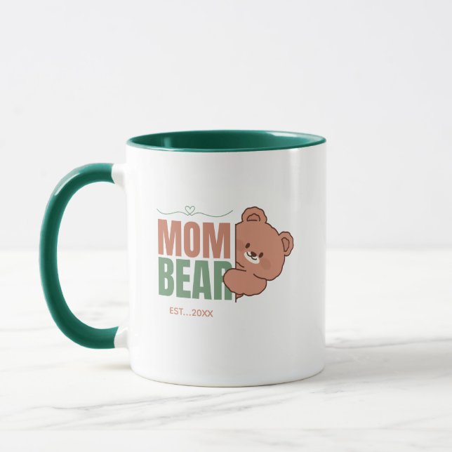 Mug Maman Ourson Mignon Typographie Pastel Art (Gauche)