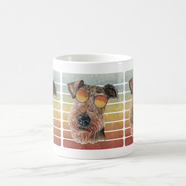Mug Maman Papa Airedale Terrier Rétro Vintage Coucher  (Centre)