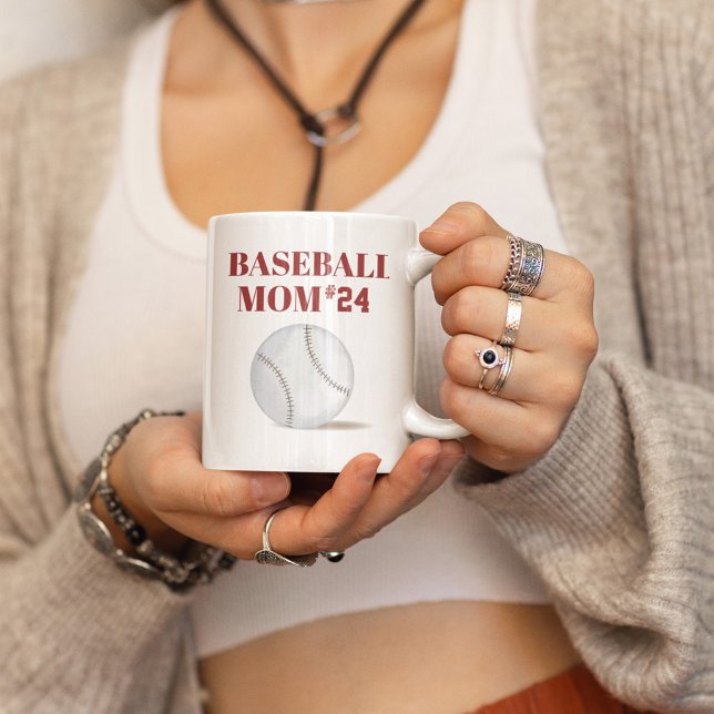 Mug Maman Personnalisée Numéro du joueur de baseball (Baseball Mom with player number custom mug)