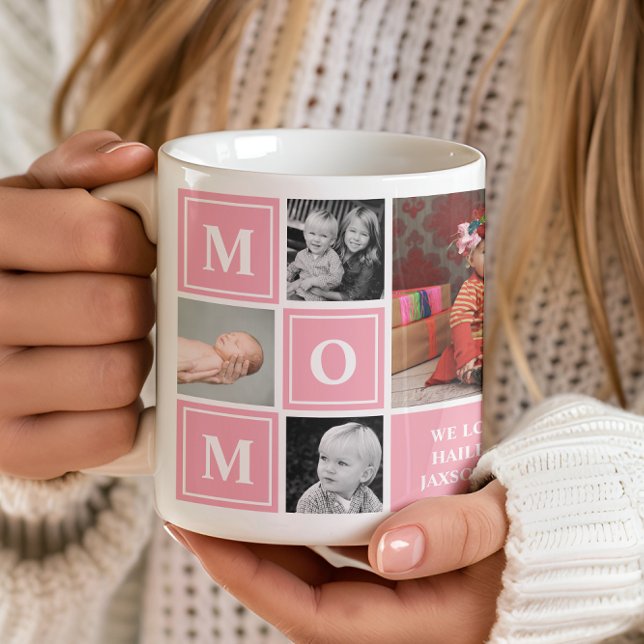 Mug Maman Photo Collage Fête des mères roses (Créateur téléchargé)