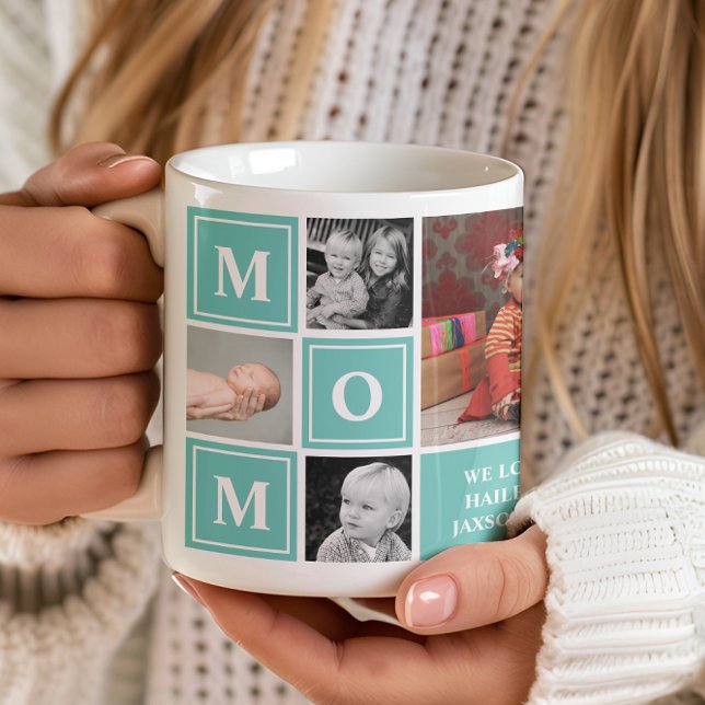 Mug Maman Photo Collage Fête Turquoise des mères (Créateur téléchargé)