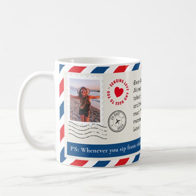 Mug Maman Photo Collage Lettre manuscrite Hugs (Gauche)