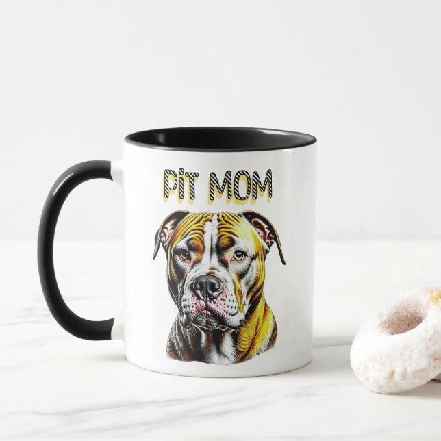 Mug Maman Pit Bull | Amoureuse des chiens  (Avec donut)