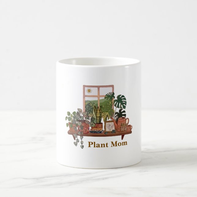 Mug Maman Plante Boho Jardin Intérieur Aquarelle  (Centre)
