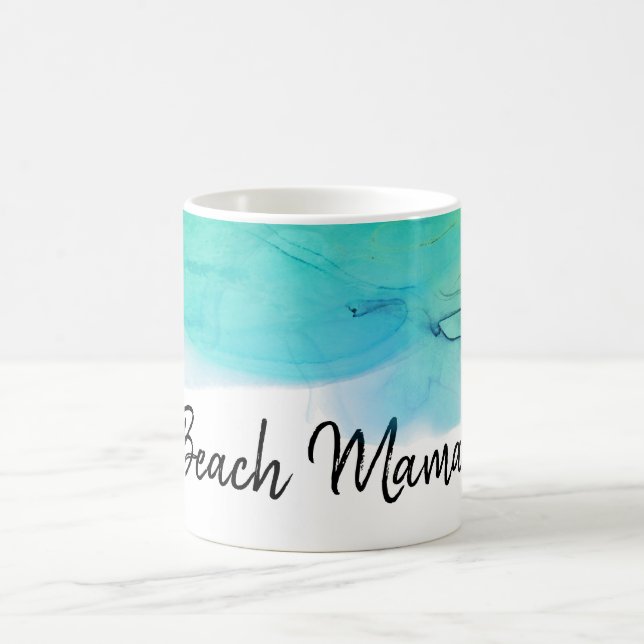 Mug Maman pour la plage d'aquarelle d'abrégé sur océan (Centre)