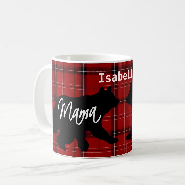 Mug Maman rouge Bear de plaid (Devant gauche)
