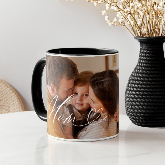 Mug Maman Script Coeur Reconnaissant pour chaque insta (Mum Script Heart Grateful for Every Moment Photo Mug)