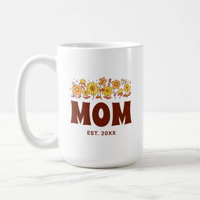 Mug Maman Super Fleur Vintage Florale Fête des Mères (Gauche)