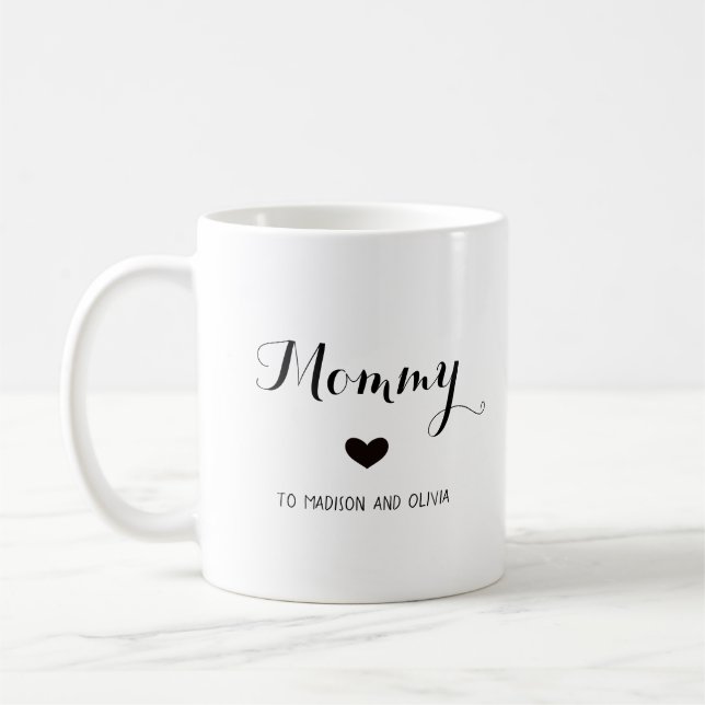 Mug Maman tendance Maman, Enfants Noms de la fête des  (Gauche)