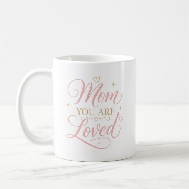 Mug Maman Tu Es Aimée Citation Rose Doré Élégante (Gauche)