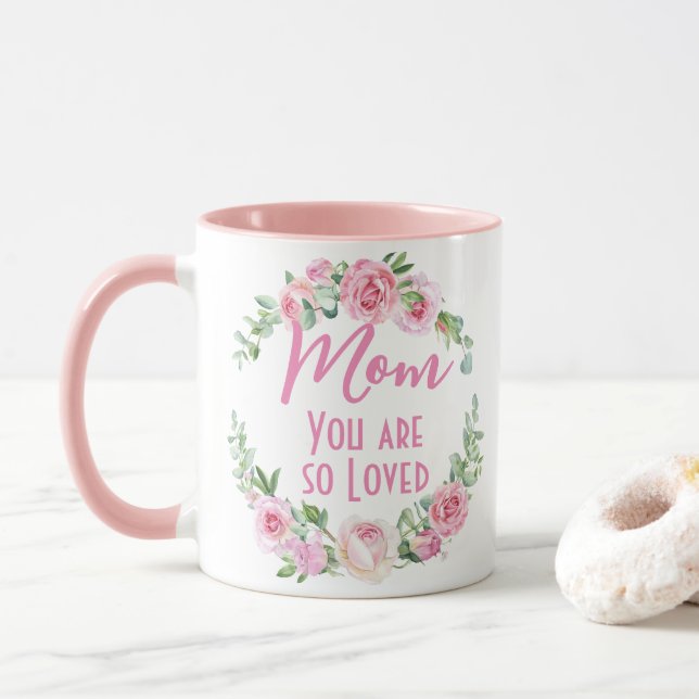 Mug Maman Tu es si aimée Floral Rose (Avec donut)