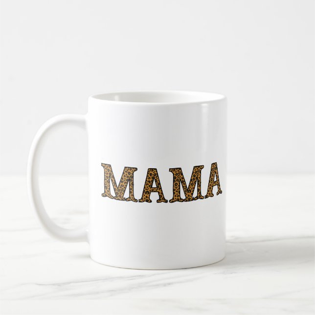 Mug Maman Vie Chemise Leopard Cheetah Imprimer, Mère d (Gauche)