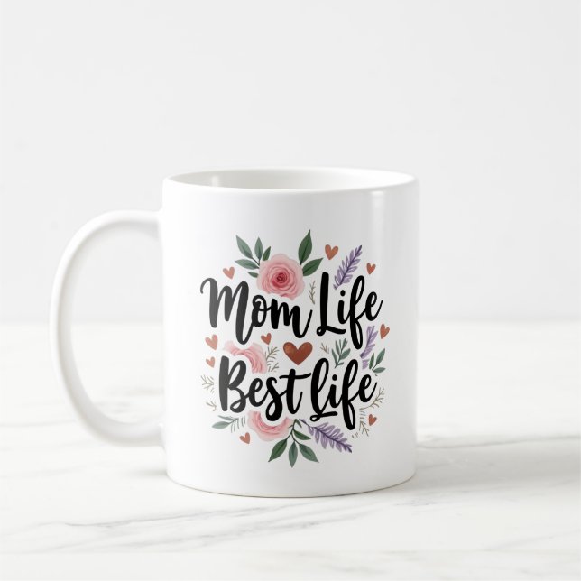 Mug Maman Vie Meilleure Vie Florale (Gauche)
