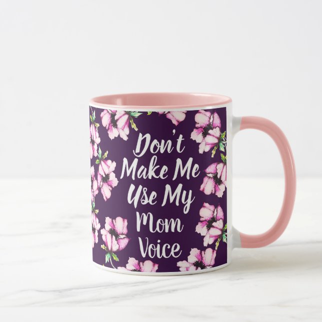 Mug Maman Voice | Aquarelle Fleurs violettes (Droite)
