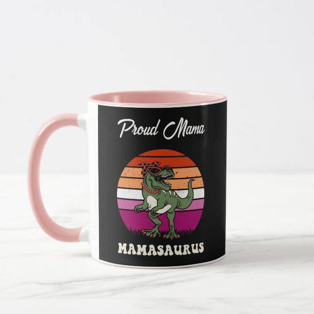 Mug Mamasaurus Dinosaur drôle sur le coucher du soleil (Gauche)