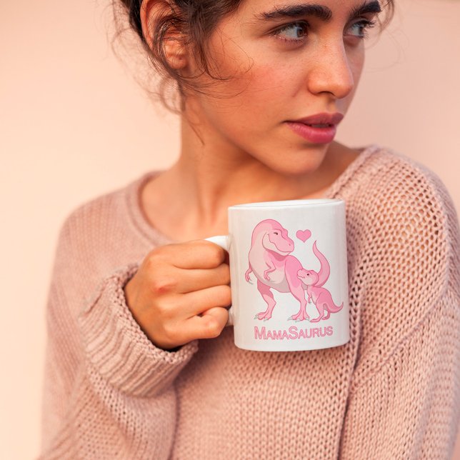 Mug MamaSaurus T-Rex et bébé fille Dinosaures (Créateur téléchargé)