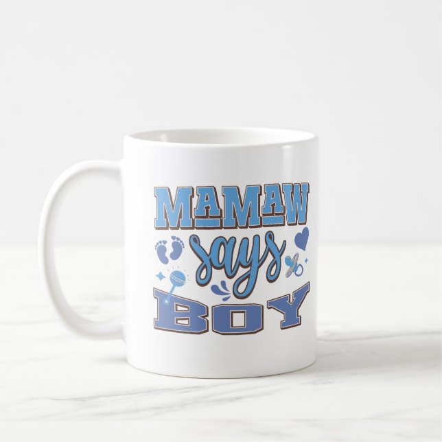 Mug Mamaw Dit Boy Pregnancy Faire-part Baby Party (Gauche)