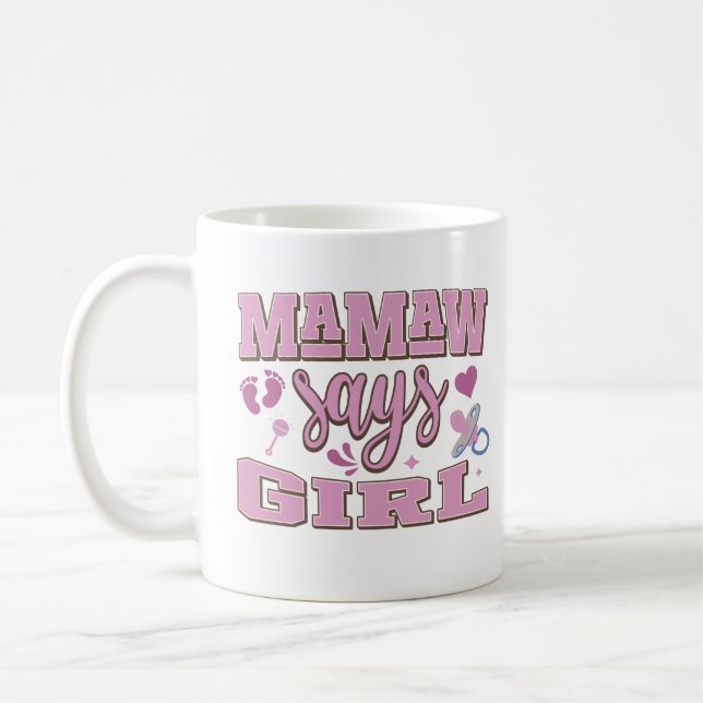 Mug Mamaw Dit Fille Grossesse Faire-part Baby Party (Gauche)