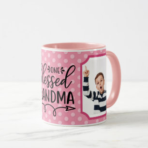 Mug Mamie Bienheureuse Personnalisée Rose Blanc