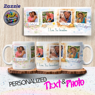 Mug Mamie Floral Collage de Photos Personnalisé Aquare