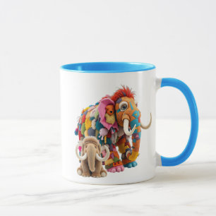 Mug Mammouth coloré en laine avec bébé mammouth.