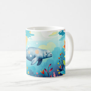Mug Manat sous-marin et art Imaginaire floral