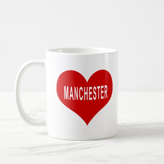 Mug MANCHESTER Cœur Rouge Amour (Gauche)