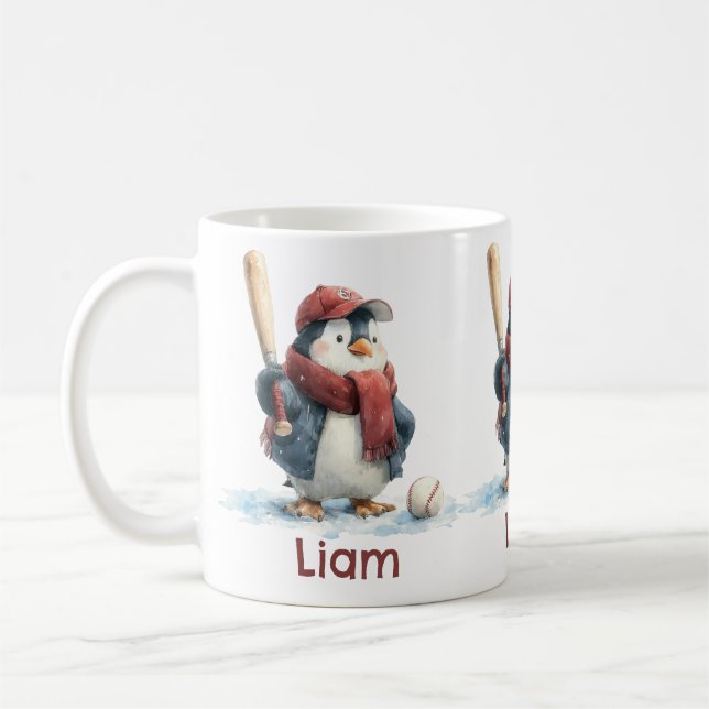 Mug Manchette de baseball de pingouin d'hiver personna (Gauche)