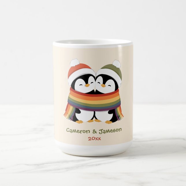 Mug Manchons personnalisés de Noël Fierté Pingouins Co (Centre)