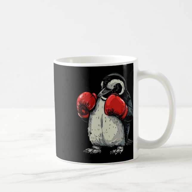 Mug Manchot boxeur avec gants de boxe Kickboxing Drôle (Droite)